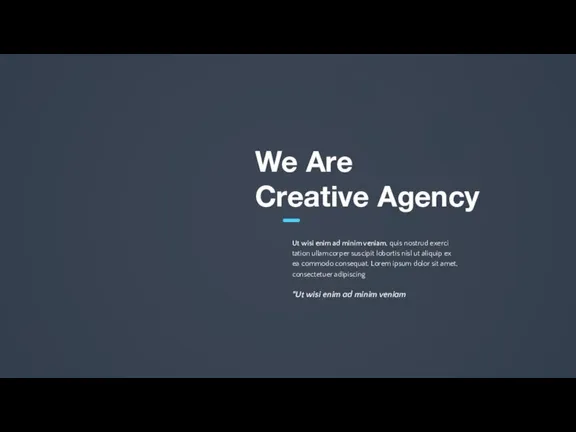 We Are Creative Agency Ut wisi enim ad minim veniam, quis nostrud