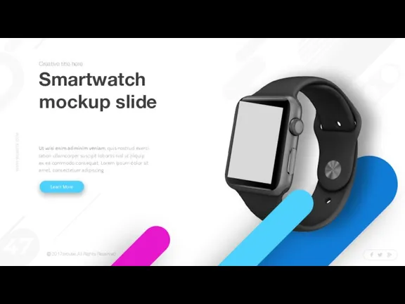 Smartwatch mockup slide Learn More Ut wisi enim ad minim veniam, quis