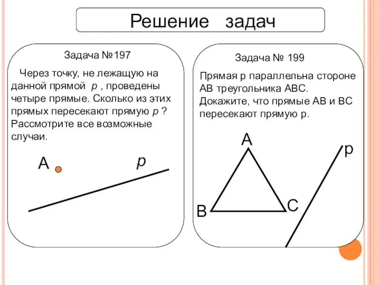 Решение задач Задача №197 Через точку, не лежащую на данной прямой p