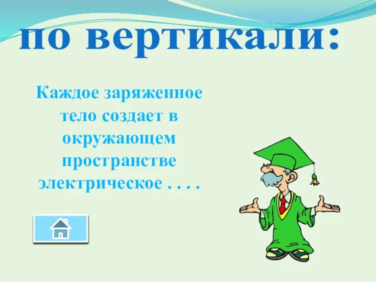 по вертикали: Каждое заряженное тело создает в окружающем пространстве электрическое . . . .