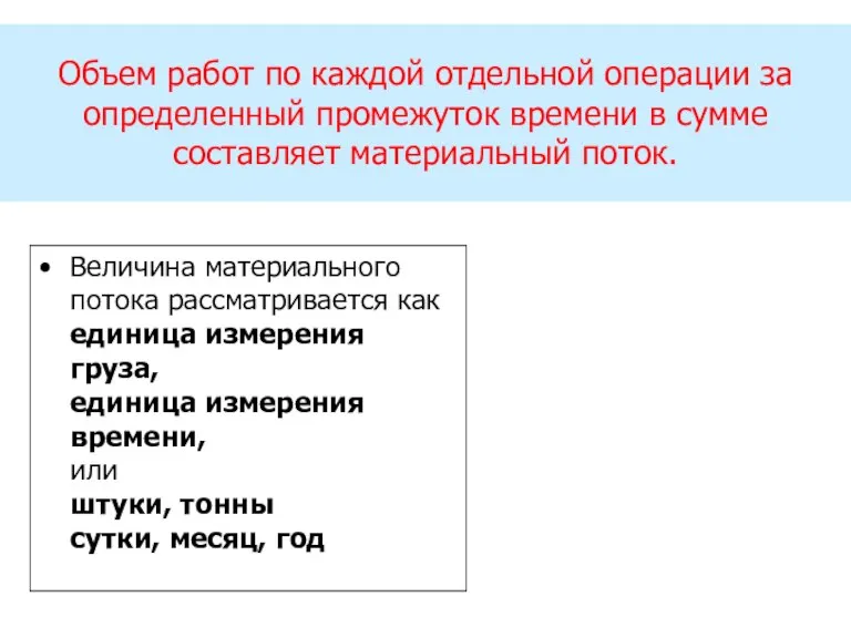 Объем работ по каждой отдельной операции за определенный промежуток времени в сумме