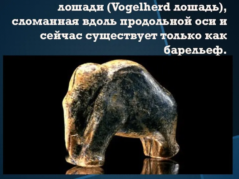 32 000-летняя фигурка дикой лошади (Vogelherd лошадь), сломанная вдоль продольной оси и
