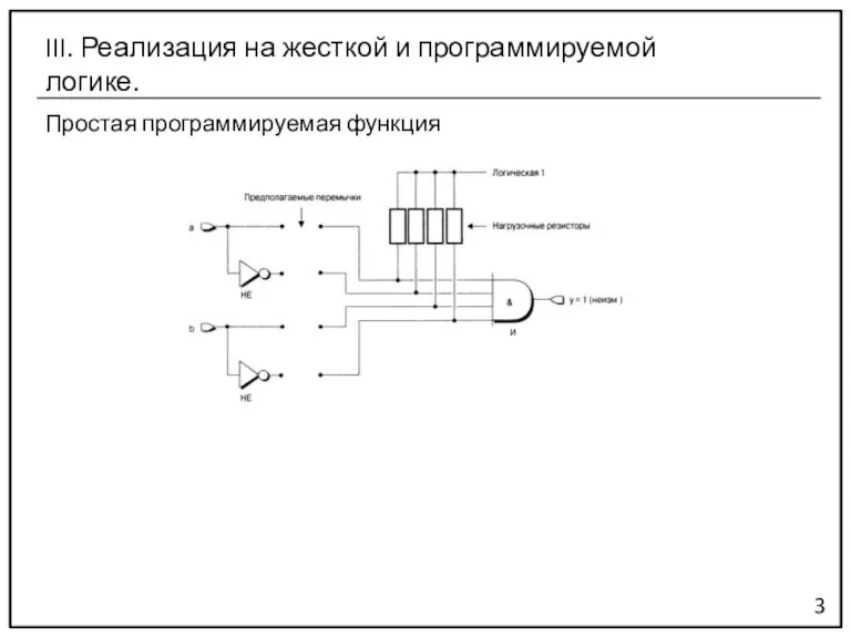 Простая программируемая функция 3 III. Реализация на жесткой и программируемой логике.