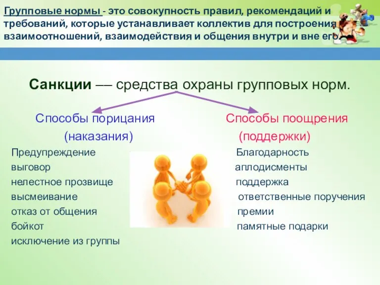 Групповые нормы - это совокупность правил, рекомендаций и требований, которые устанавливает коллектив