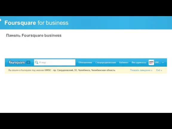 Foursquare for business Панель Foursquare business