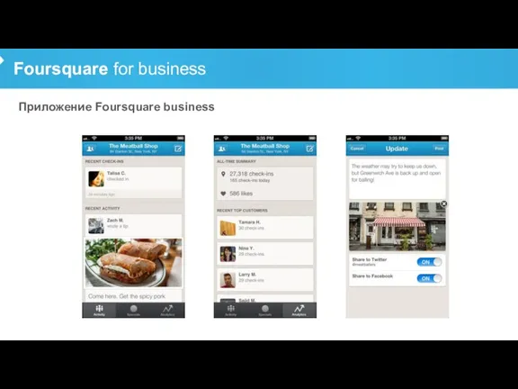 Foursquare for business Приложение Foursquare business