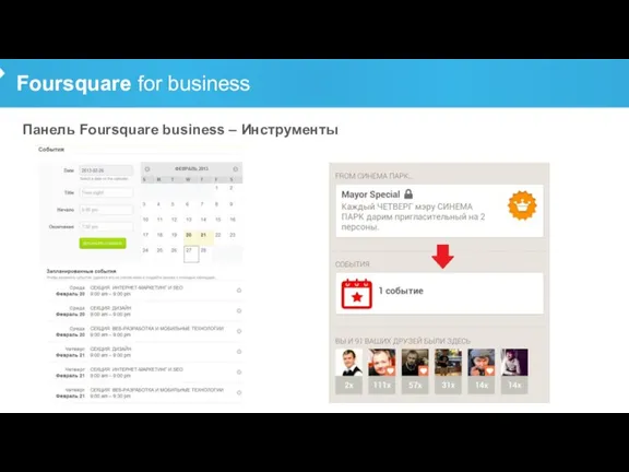 Foursquare for business Панель Foursquare business – Инструменты
