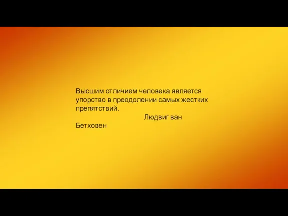 Высшим отличием человека является упорство в преодолении самых жестких препятствий. Людвиг ван Бетховен