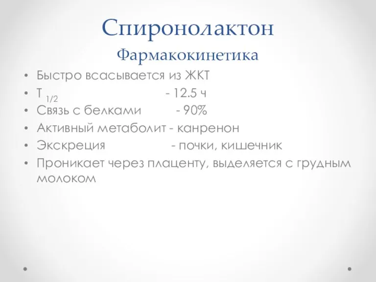 Быстро всасывается из ЖКТ Т 1/2 - 12.5 ч Связь с белками