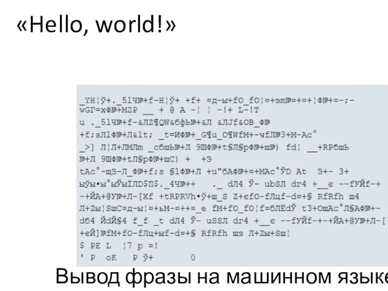«Hello, world!» Вывод фразы на машинном языке