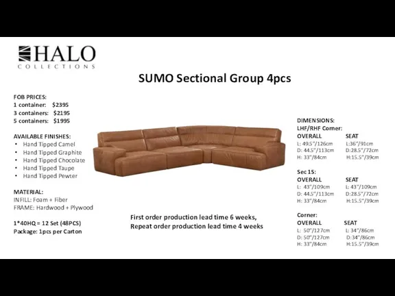 SUMO Sectional Group 4pcs First order production lead time 6 weeks, Repeat