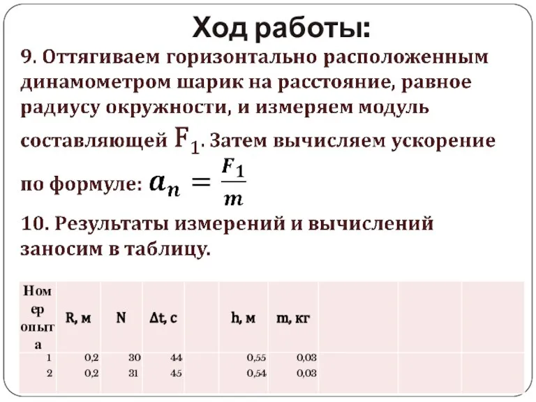 Ход работы: