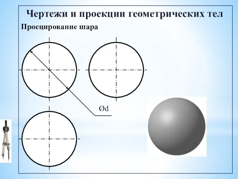 Проецирование шара Чертежи и проекции геометрических тел