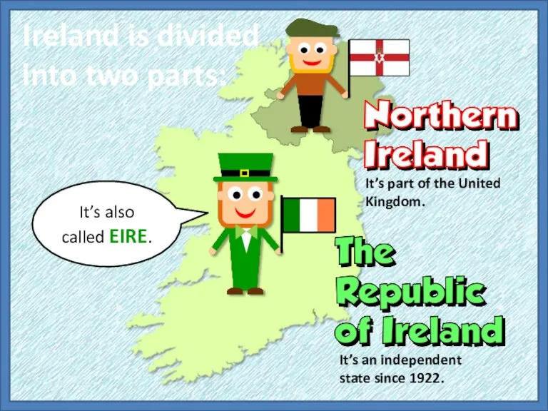 It’s part of the United Kingdom. Ireland is divided into two parts:
