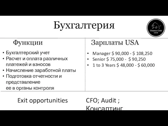 Бухгалтерия Функции Зарплаты USA Бухгалтерский учет Расчет и оплата различных платежей и