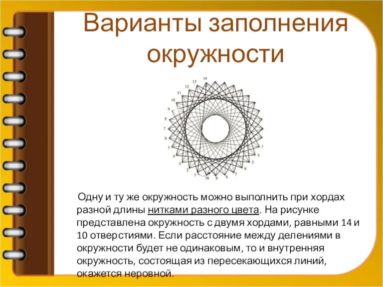 Варианты заполнения окружности Одну и ту же окружность можно выполнить при хордах