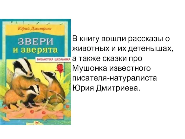 В книгу вошли рассказы о животных и их детенышах, а также сказки