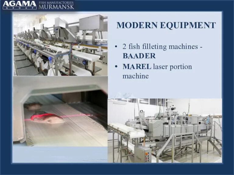 2 fish filleting machines - BAADER MAREL laser portion machine MODERN EQUIPMENT
