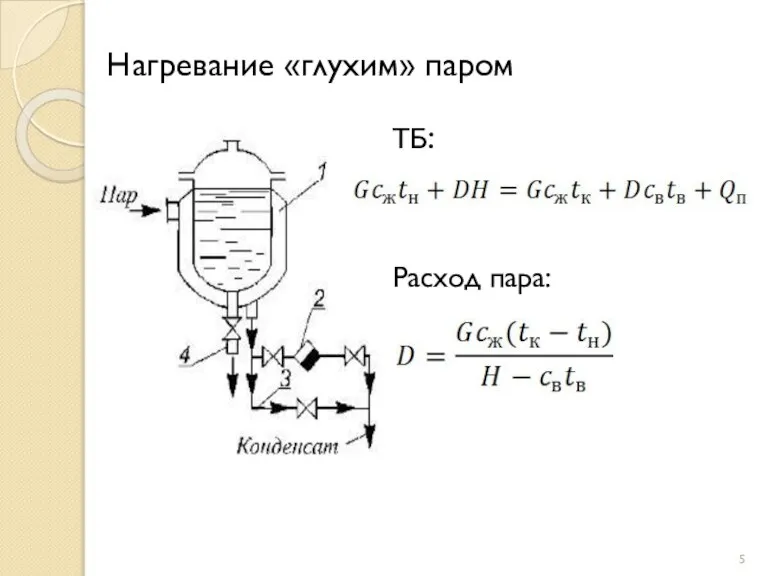 ТБ: Расход пара: Нагревание «глухим» паром
