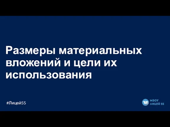 Размеры материальных вложений и цели их использования