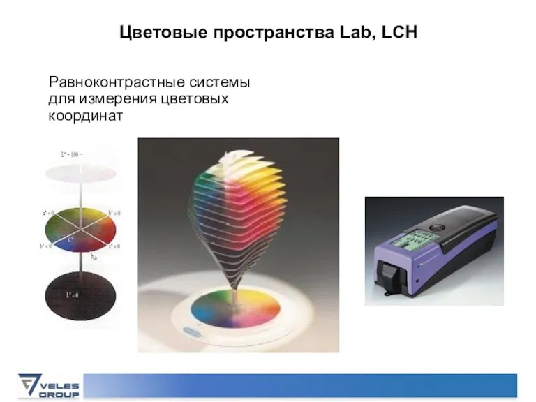 Равноконтрастные системы для измерения цветовых координат Цветовые пространства Lab, LCH