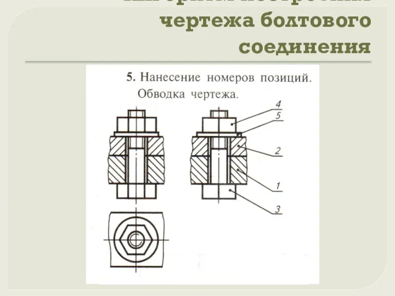 Алгоритм построения чертежа болтового соединения