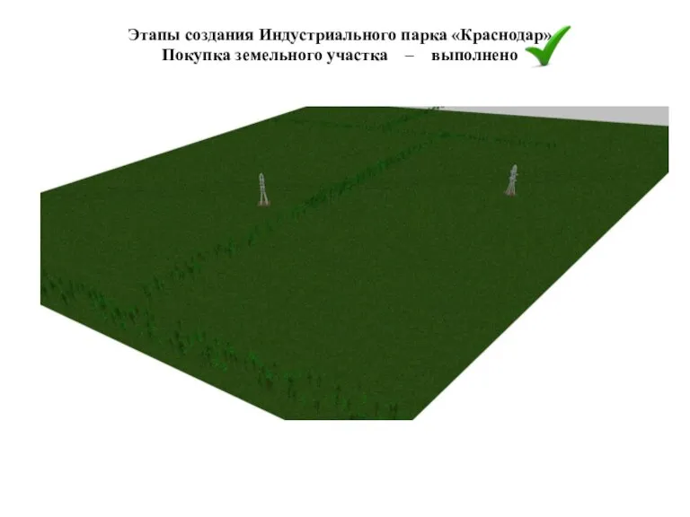 Этапы создания Индустриального парка «Краснодар» Покупка земельного участка – выполнено