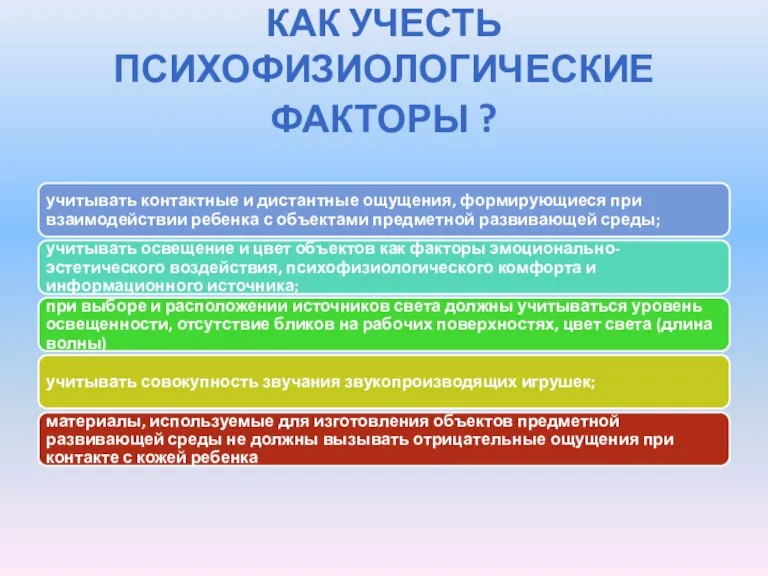 КАК УЧЕСТЬ ПСИХОФИЗИОЛОГИЧЕСКИЕ ФАКТОРЫ ?