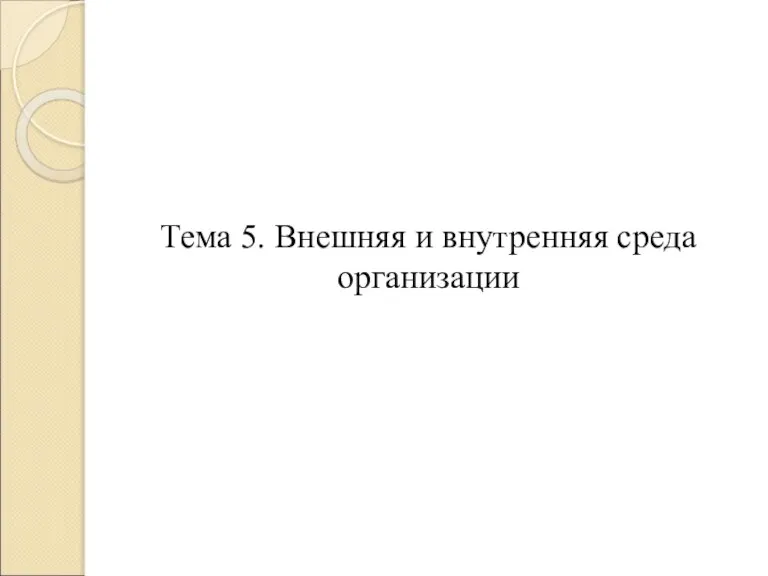 Тема 5. Внешняя и внутренняя среда организации