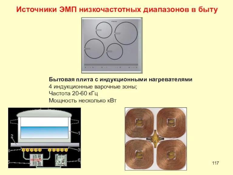 Источники ЭМП низкочастотных диапазонов в быту Бытовая плита с индукционными нагревателями 4