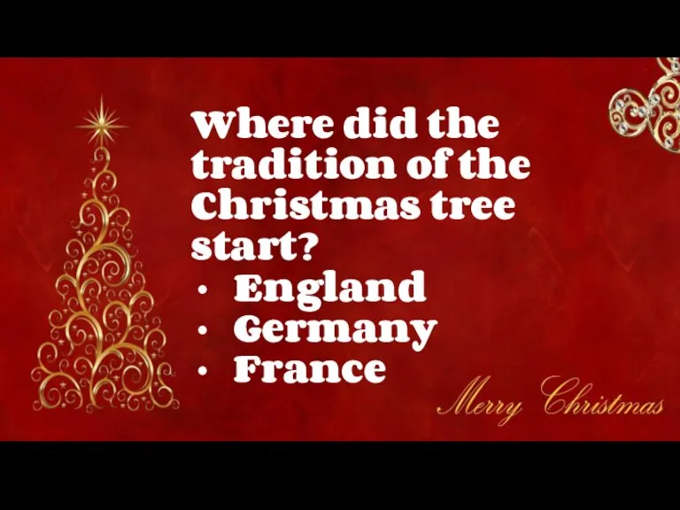 Where did the tradition of the Christmas tree start? England Germany France