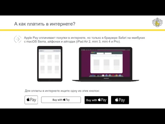 А как платить в интернете? Apple Pay оплачивает покупки в интернете, но