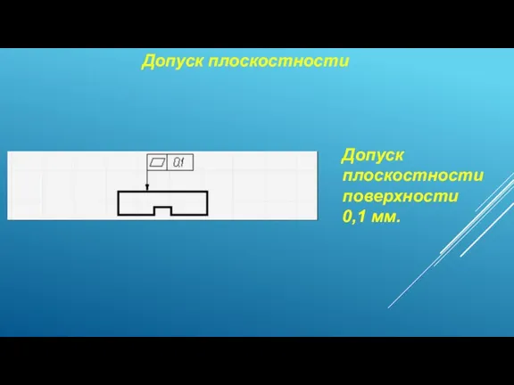 Допуск плоскостности Допуск плоскостности поверхности 0,1 мм.