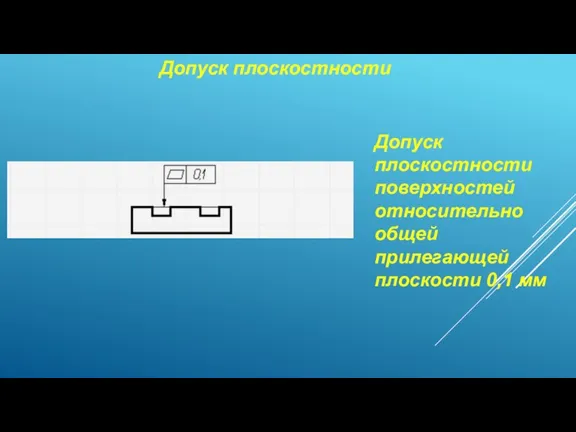 Допуск плоскостности Допуск плоскостности поверхностей относительно общей прилегающей плоскости 0,1 мм