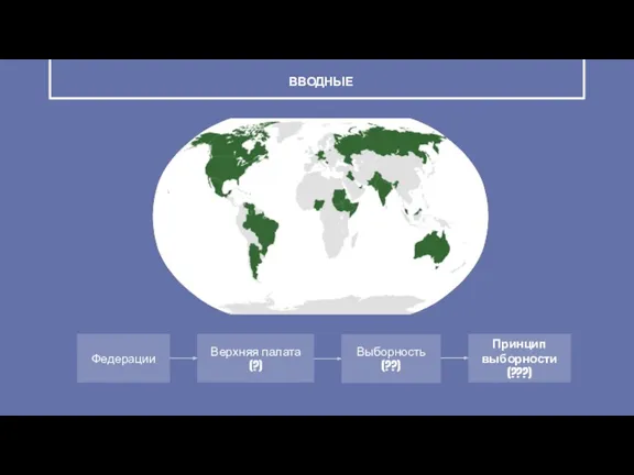 Федерации Верхняя палата (?) Выборность (??) Принцип выборности (???) ВВОДНЫЕ