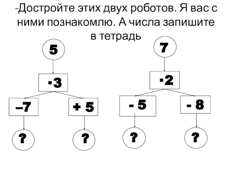 -Достройте этих двух роботов. Я вас с ними познакомлю. А числа запишите в тетрадь