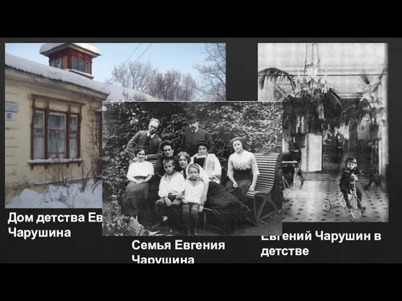 Дом детства Евгения Чарушина Евгений Чарушин в детстве Семья Евгения Чарушина