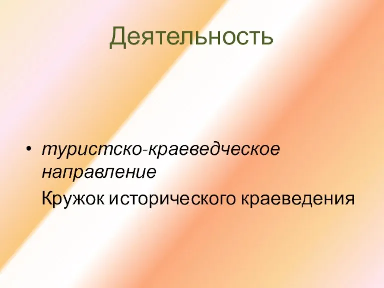 туристско-краеведческое направление Кружок исторического краеведения Деятельность