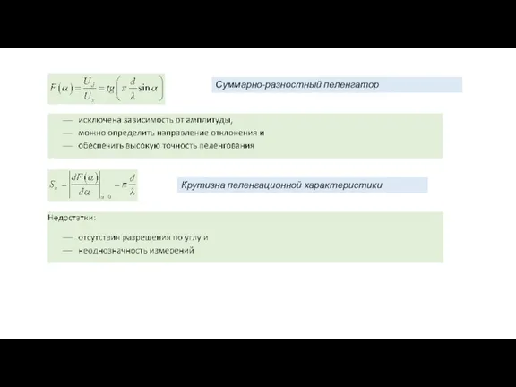 Суммарно-разностный пеленгатор Крутизна пеленгационной характеристики