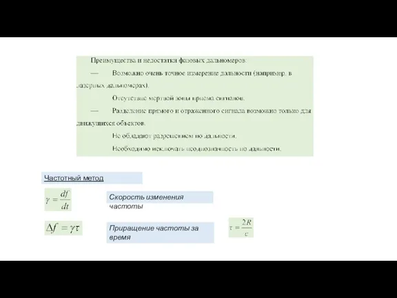 Частотный метод Скорость изменения частоты Приращение частоты за время