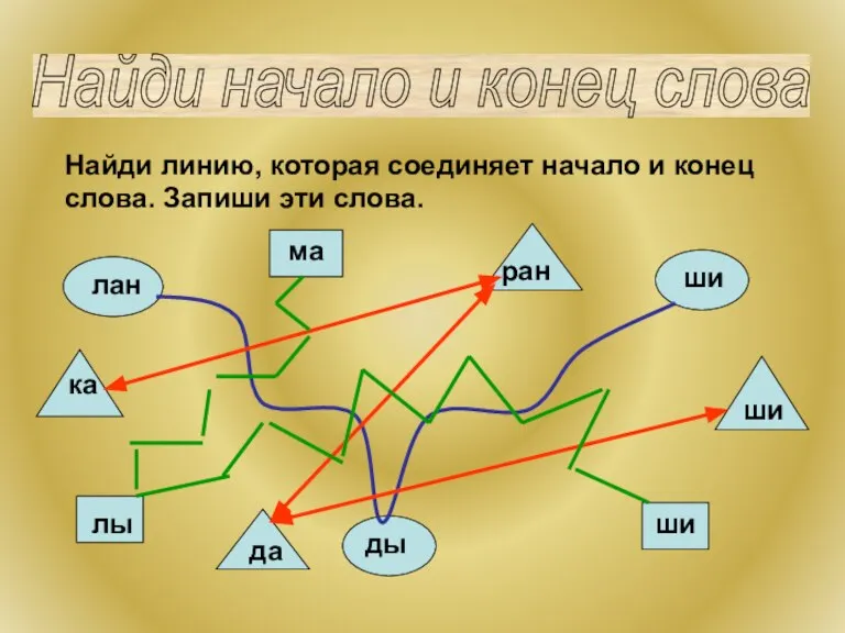 Найди начало и конец слова Найди линию, которая соединяет начало и конец