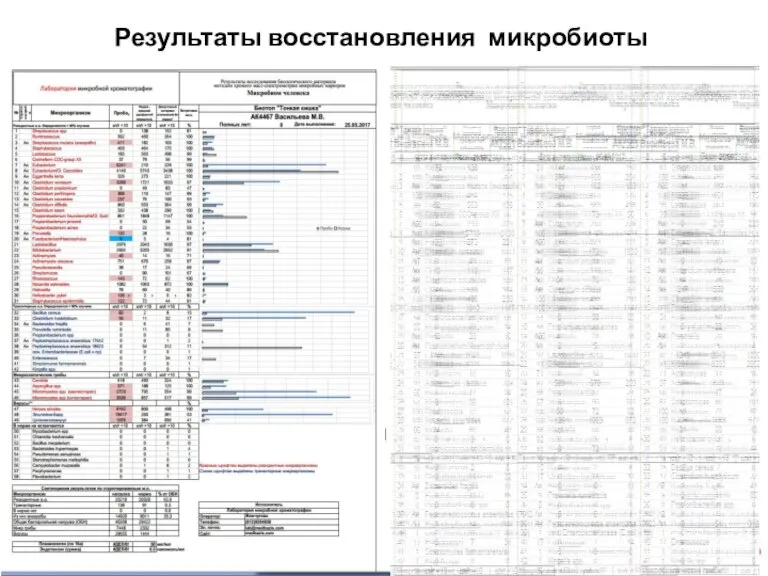 Результаты восстановления микробиоты