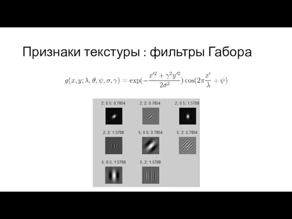 Признаки текстуры : фильтры Габора