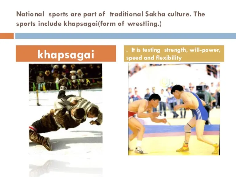 National sports are part of traditional Sakha culture. The sports include khapsagai(form