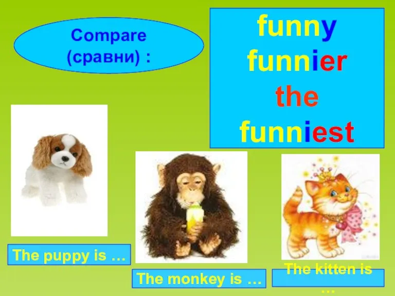 Compare (сравни) : funny funnier the funniest The puppy is … The