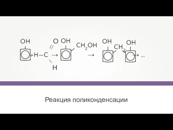 Реакция поликонденсации +H—C → → → … OH CH2OH OH CH2 OH — О Н OH