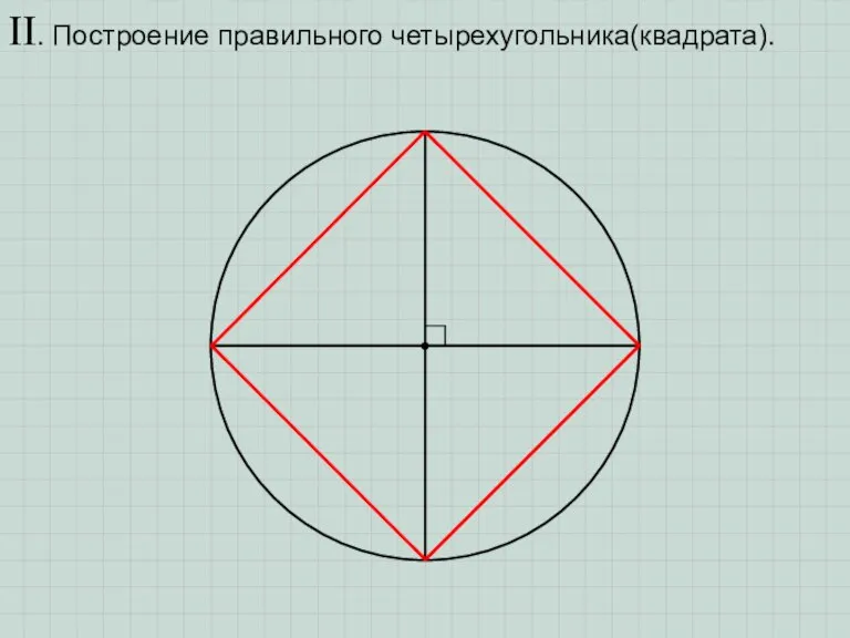 II. Построение правильного четырехугольника(квадрата).