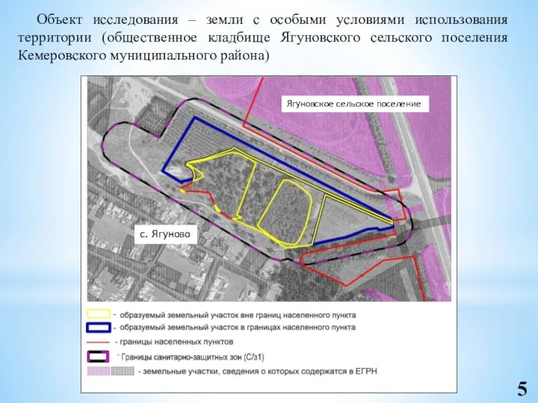 Объект исследования – земли с особыми условиями использования территории (общественное кладбище Ягуновского
