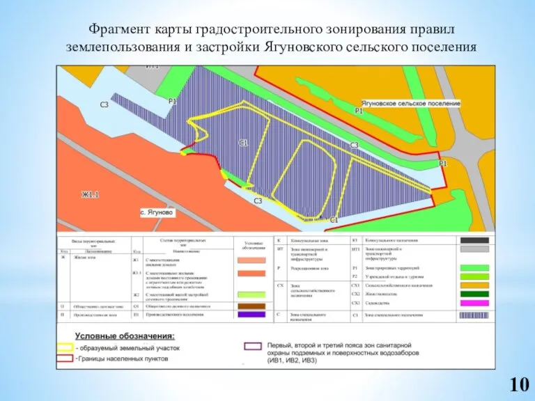 Фрагмент карты градостроительного зонирования правил землепользования и застройки Ягуновского сельского поселения