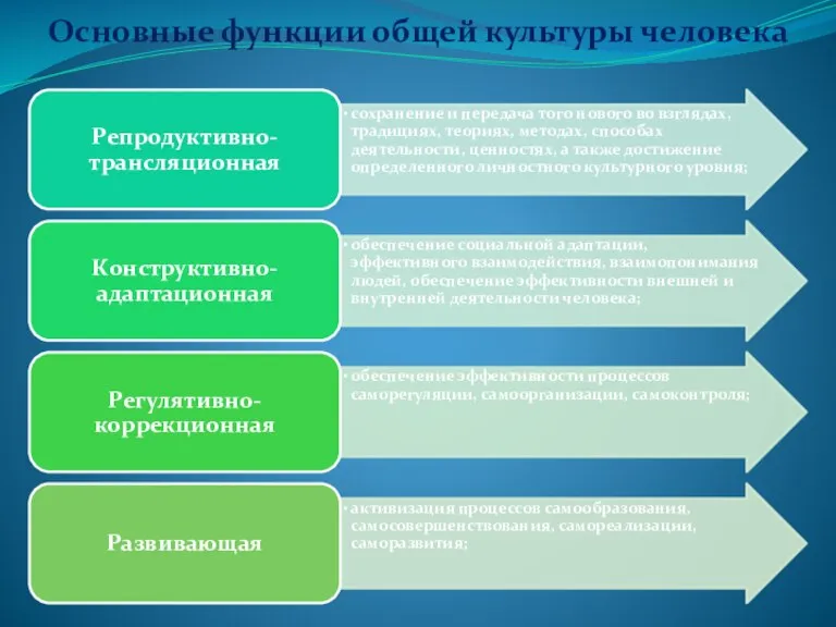 Основные функции общей культуры человека